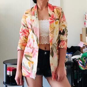 RD-koko Kishina B Blazer Women's Small Multicolor Floral Lightweight Chic NWT